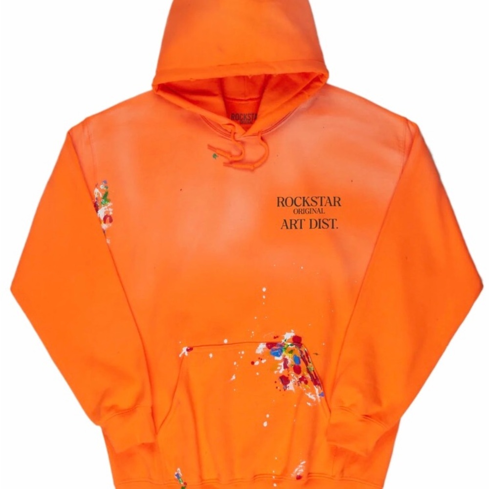 Rockstar Art Disc. Orange Graphic Hoodie
